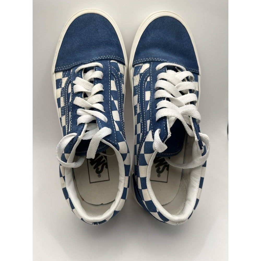 Vans Old Skool Blue Checkerboard Suede Canvas Skate Shoes Mens 5 Womens 6.5 - Picture 5 of 8